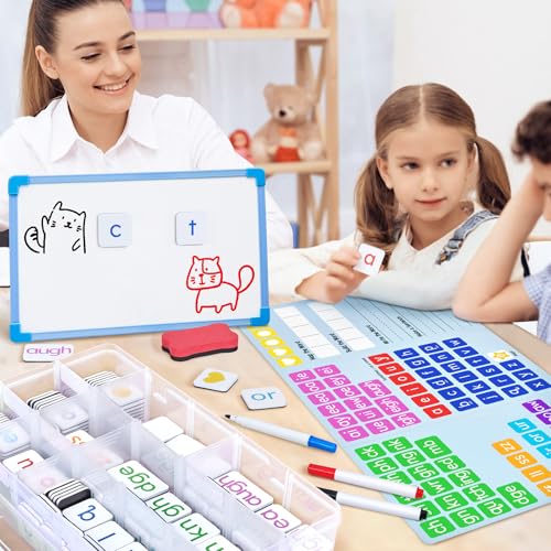 Phonics Magnetic Letter Tiles Word Building Kit with Folders