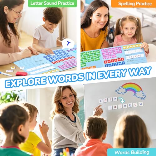 Phonics Magnetic Letter Tiles Word Building Kit with Folders