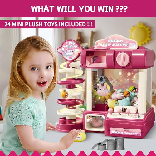 Kids Claw Machine with Capsule Slide, Lights & Music