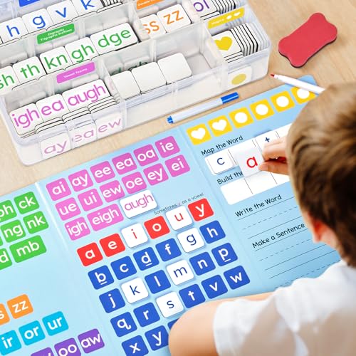 Phonics Magnetic Letter Tiles Word Building Kit with Folders