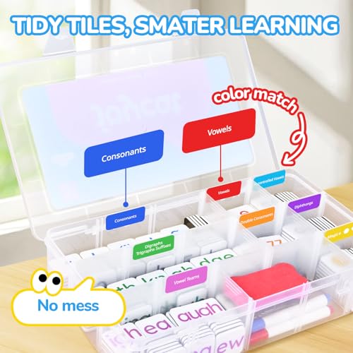 Phonics Magnetic Letter Tiles Word Building Kit with Folders