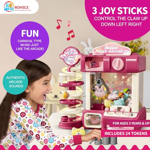 Kids Claw Machine with Capsule Slide, Lights & Music