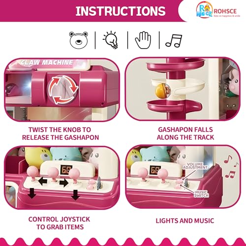 Kids Claw Machine with Capsule Slide, Lights & Music