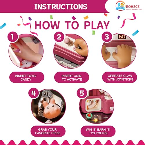 Kids Claw Machine with Capsule Slide, Lights & Music