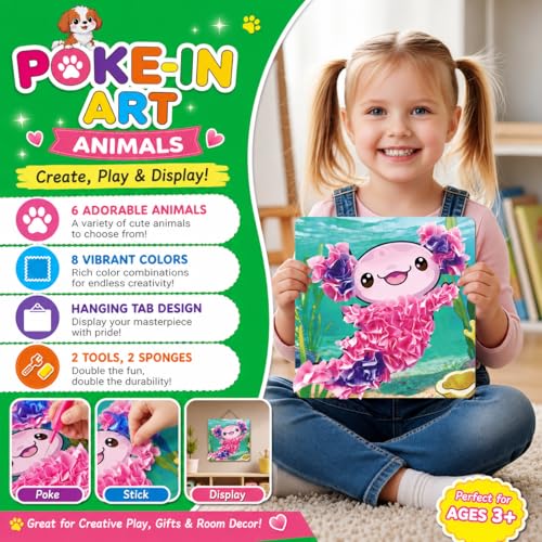 3D Animal Craft & Poke Art Kit for Kids