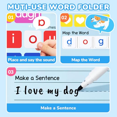 Phonics Magnetic Letter Tiles Word Building Kit with Folders