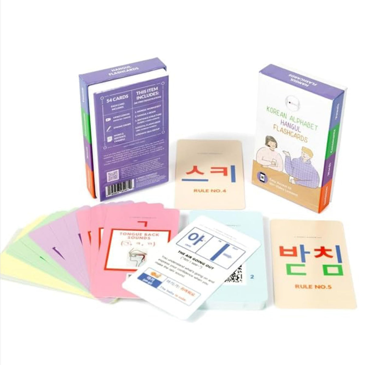 Hangul Korean Alphabet Flash Cards with Digital Learning Book