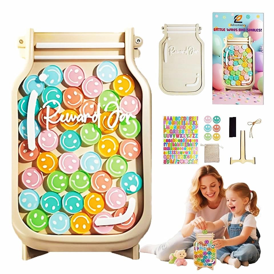 Adinomiency Reward Jar for Kids – Classroom Behavior Chart with 80 Stickers