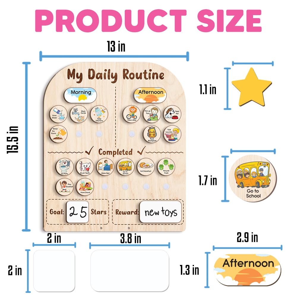 Wooden Kids Daily Routine & Star Reward Chart