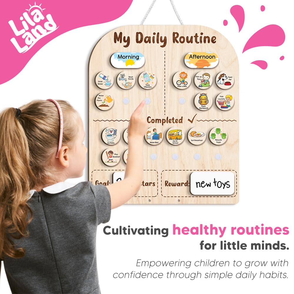 Wooden Kids Daily Routine & Star Reward Chart