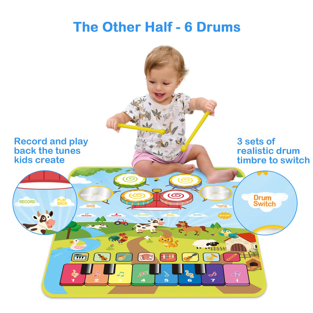 FOKI 2-Pack Floor Piano Mats, 32-Sound & 3-in-1 Musical Play Set