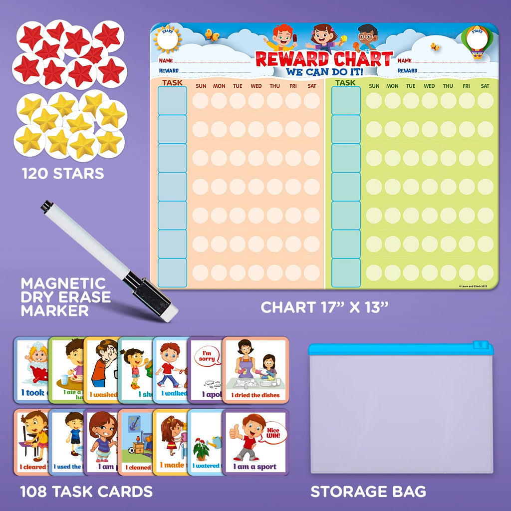 Kids Behavior & Chore Reward Chart with Stickers