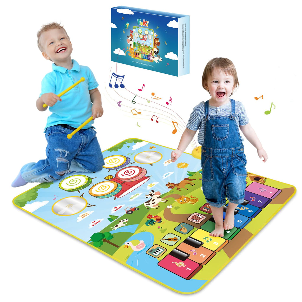 FOKI 2-Pack Floor Piano Mats, 32-Sound & 3-in-1 Musical Play Set