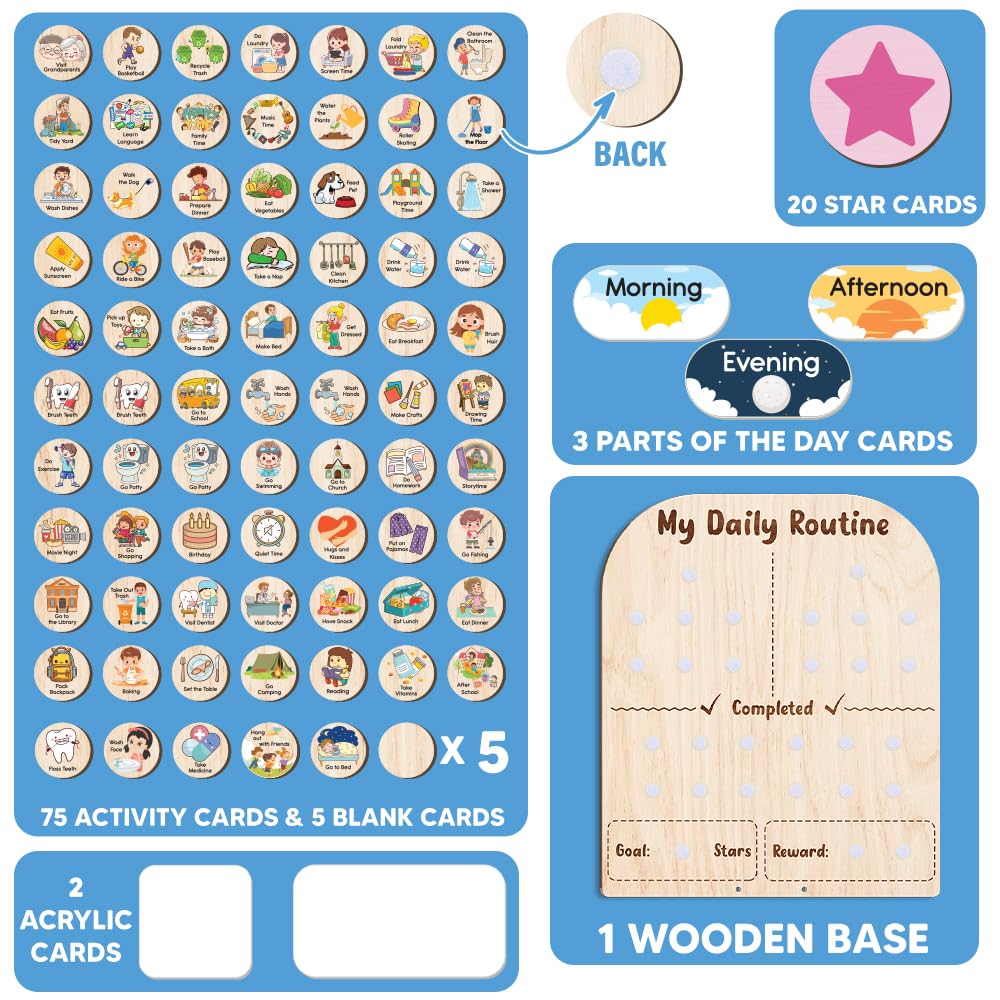 Wooden Kids Daily Routine & Star Reward Chart