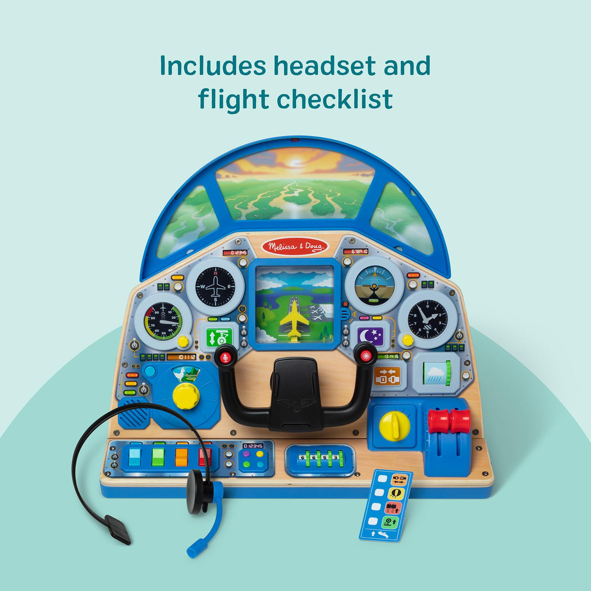 Melissa & Doug Jet Pilot Interactive Wooden Dashboard Toy
