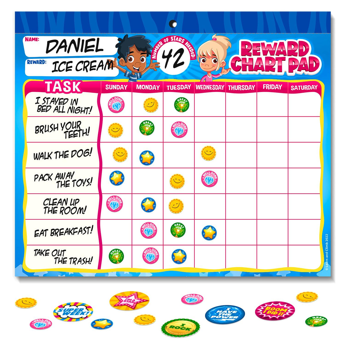 Kids Behavior & Chore Reward Chart with Stickers