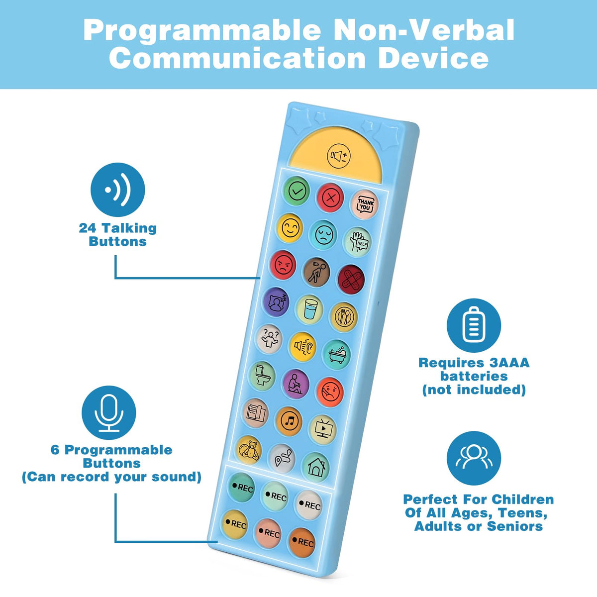 AAC Communication Device with 6 Programmable Buttons