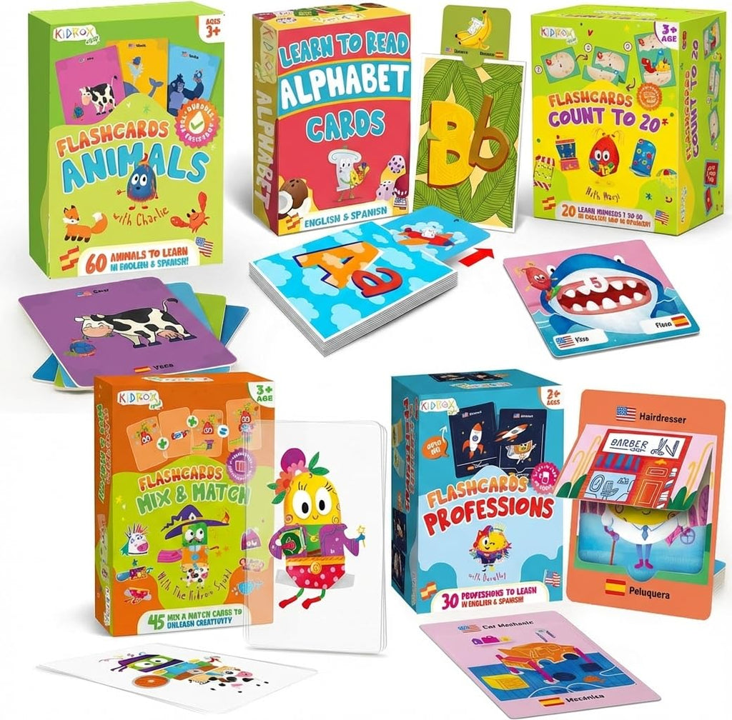 Bilingual English & Spanish Montessori Flash Cards Set