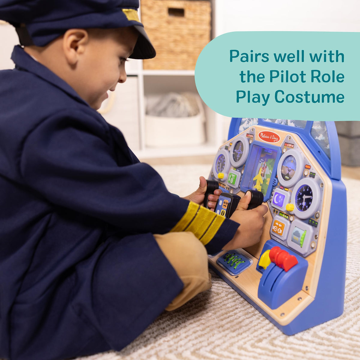 Melissa & Doug Jet Pilot Interactive Wooden Dashboard Toy