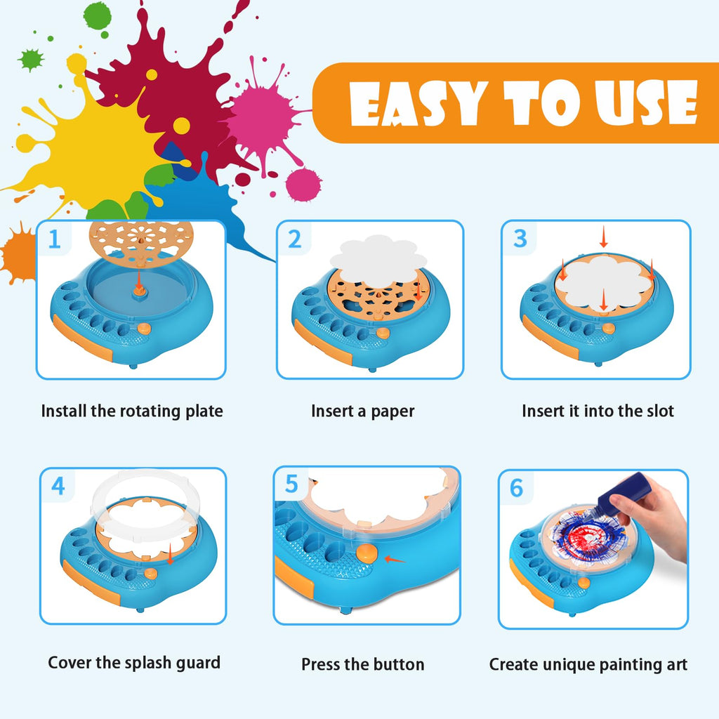 Kids Spin Art Machine with Washable Paints & Art Boards