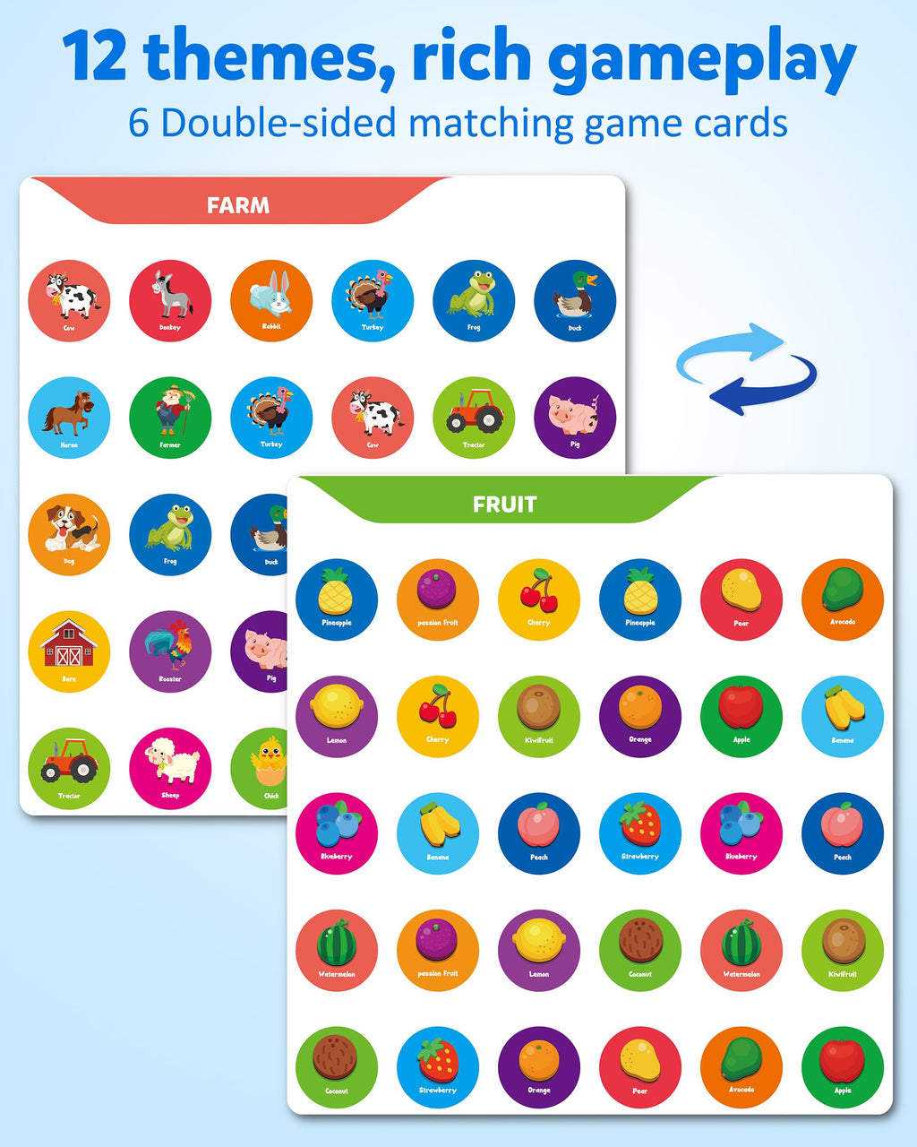 Coogam Memory Matching Game, Wooden Board Travel Toy with Memory Cards