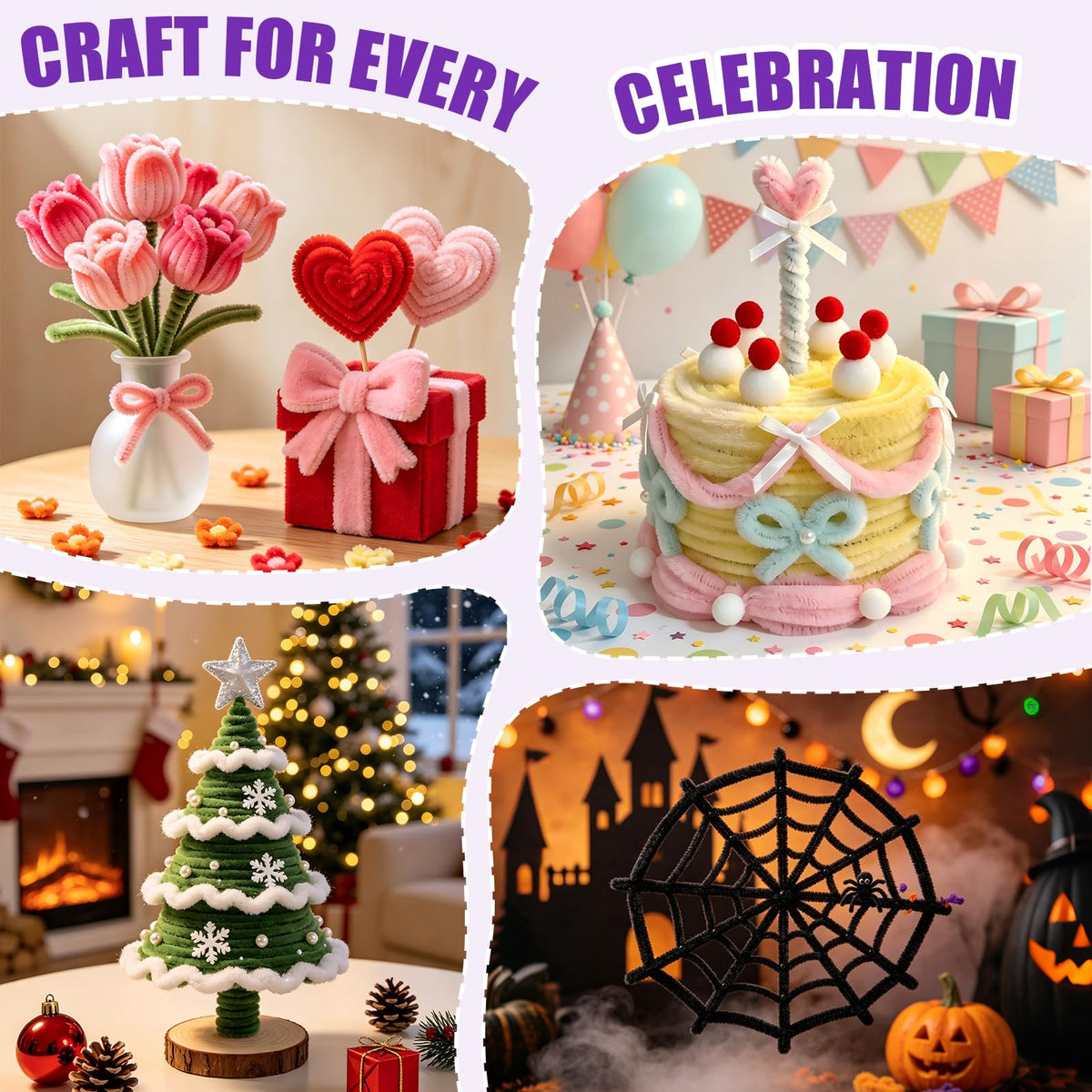 12-Inch Chenille Pipe Cleaners for Crafts & Art Projects