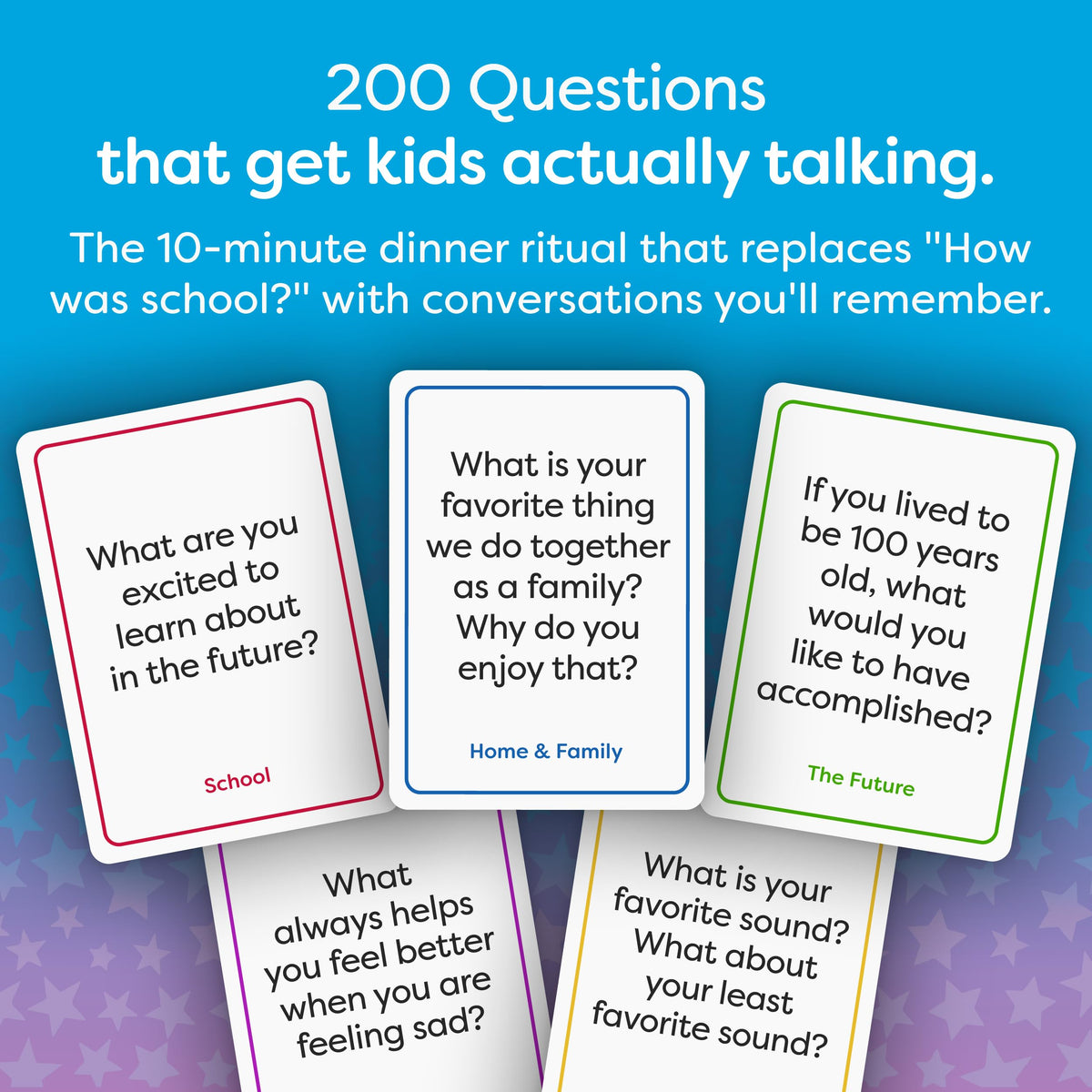 200 Kids Conversation Cards for Family & Travel Games