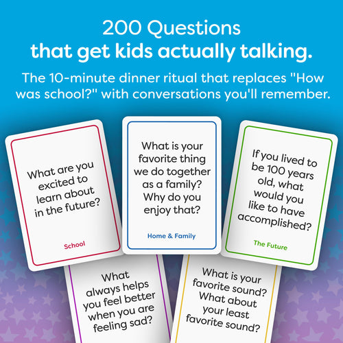 200 Kids Conversation Cards for Family & Travel Games