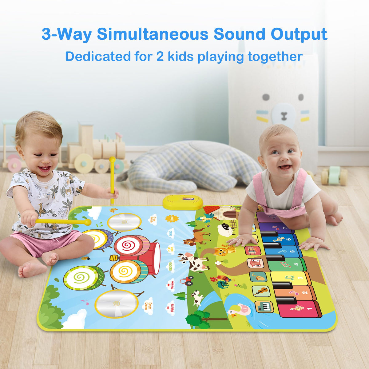 FOKI 2-Pack Floor Piano Mats, 32-Sound & 3-in-1 Musical Play Set