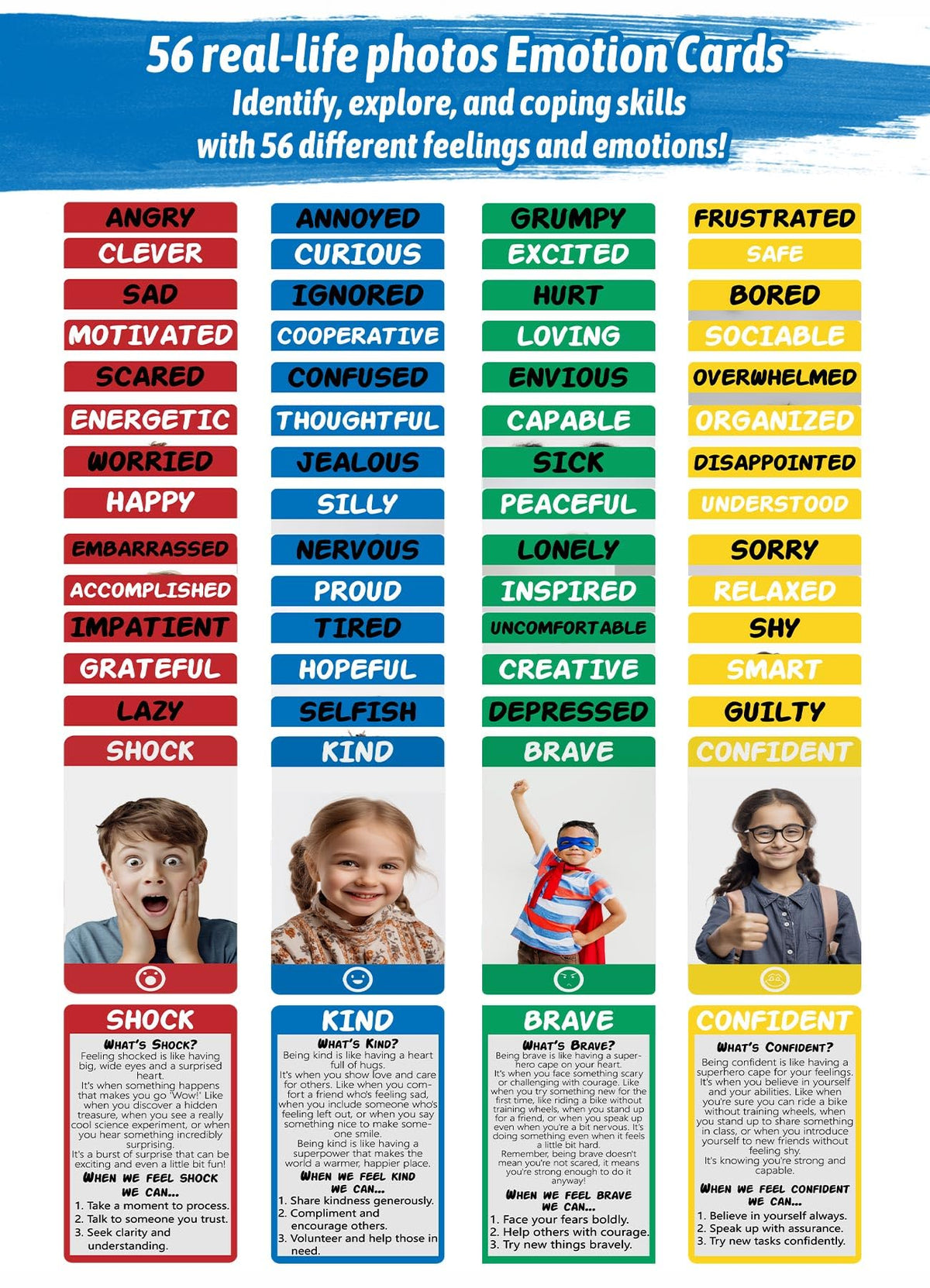 Garybank Social Skills Games for Kids - Emotional Disc Four in A Row Game
