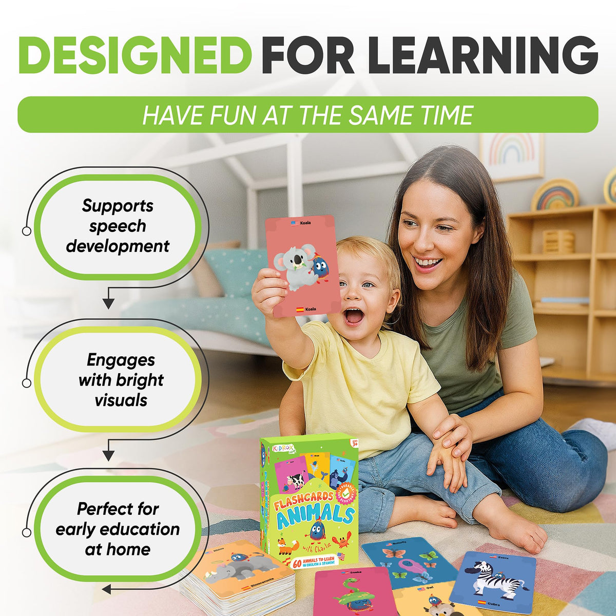 Bilingual English & Spanish Montessori Flash Cards Set