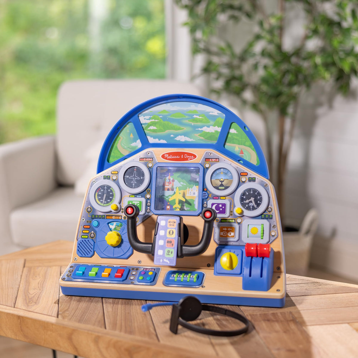 Melissa & Doug Jet Pilot Interactive Wooden Dashboard Toy
