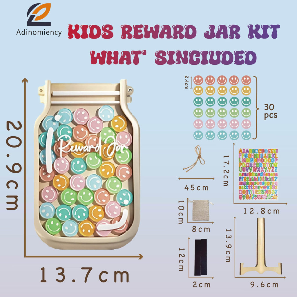 Adinomiency Reward Jar for Kids – Classroom Behavior Chart with 80 Stickers