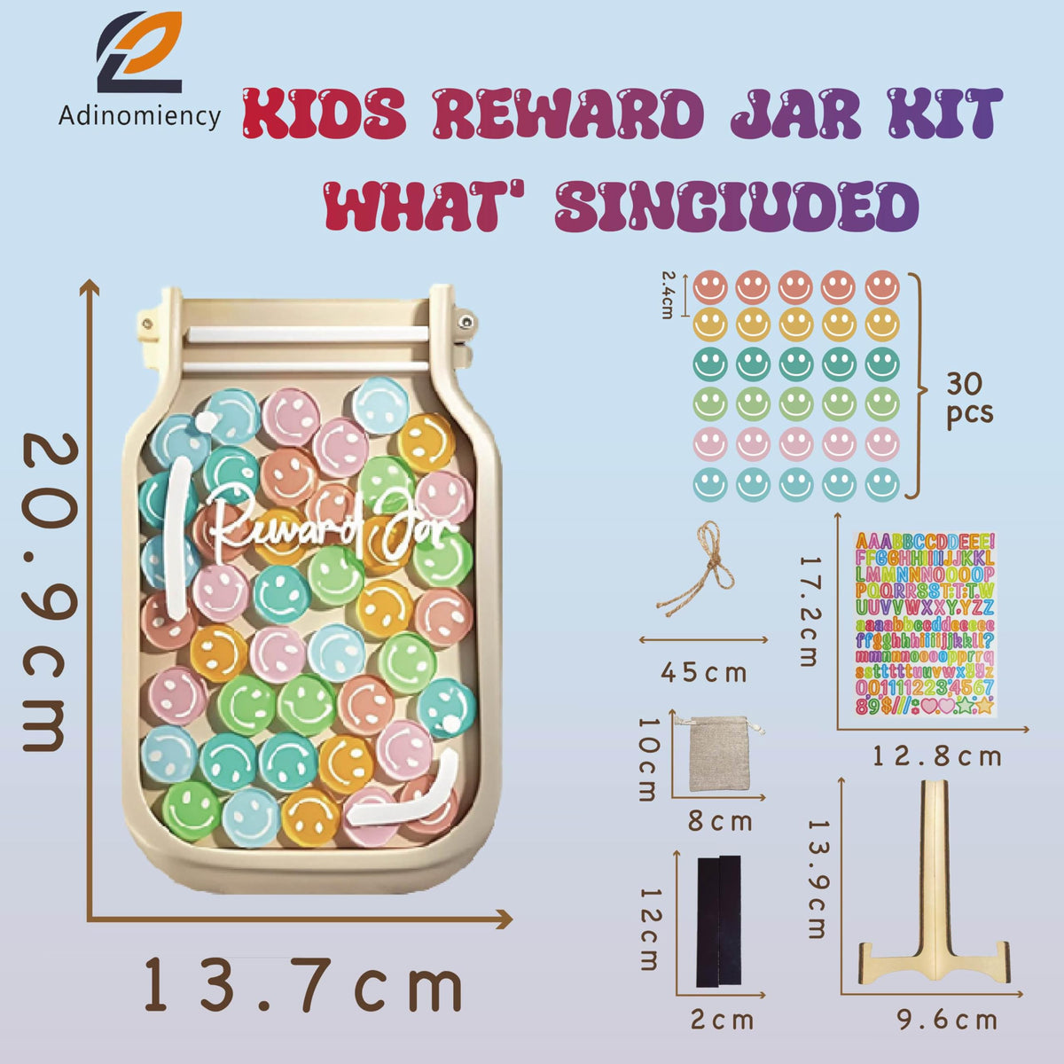 Adinomiency Reward Jar for Kids – Classroom Behavior Chart with 80 Stickers