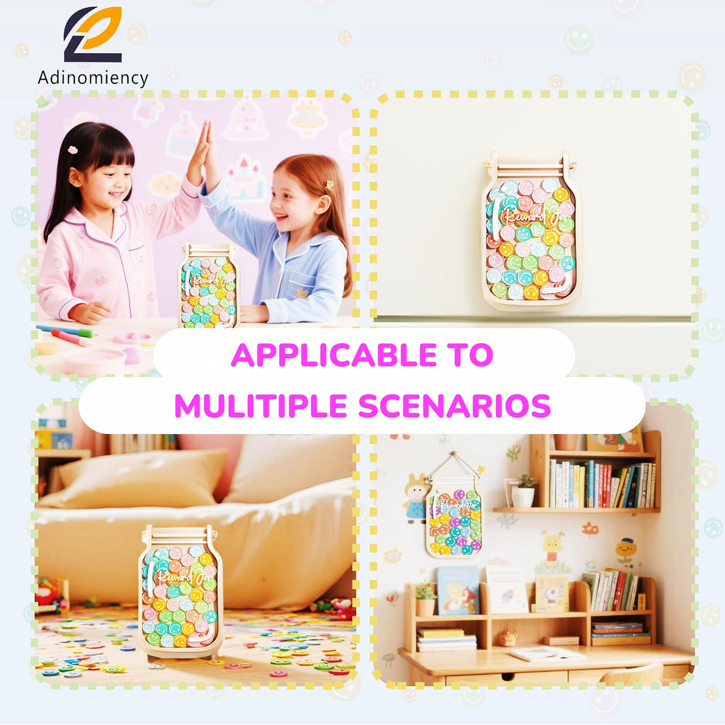 Adinomiency Reward Jar for Kids – Classroom Behavior Chart with 80 Stickers
