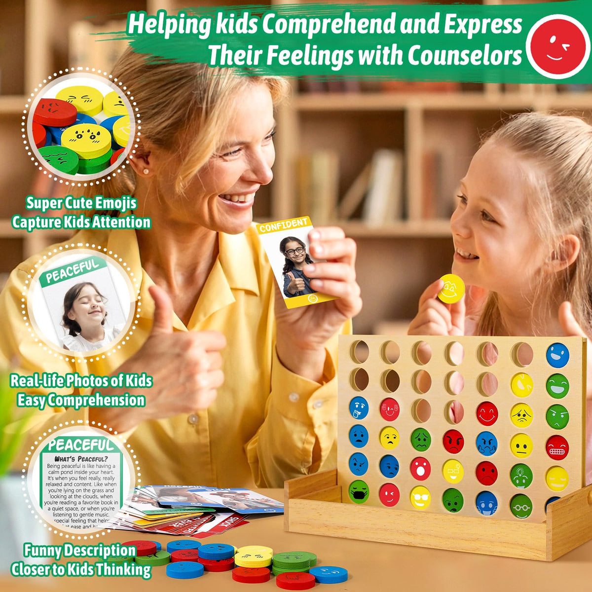 Garybank Social Skills Games for Kids - Emotional Disc Four in A Row Game