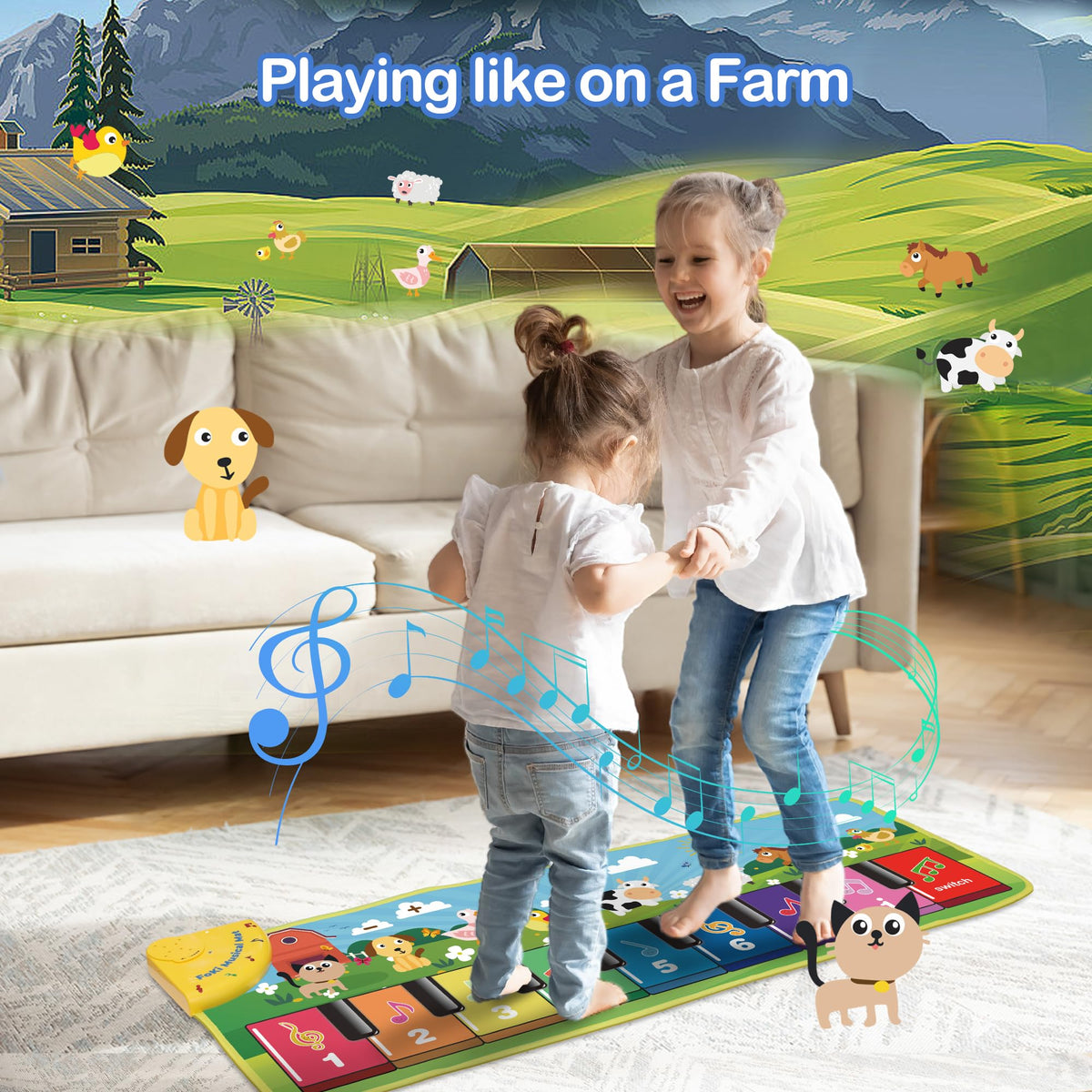 FOKI 2-Pack Floor Piano Mats, 32-Sound & 3-in-1 Musical Play Set