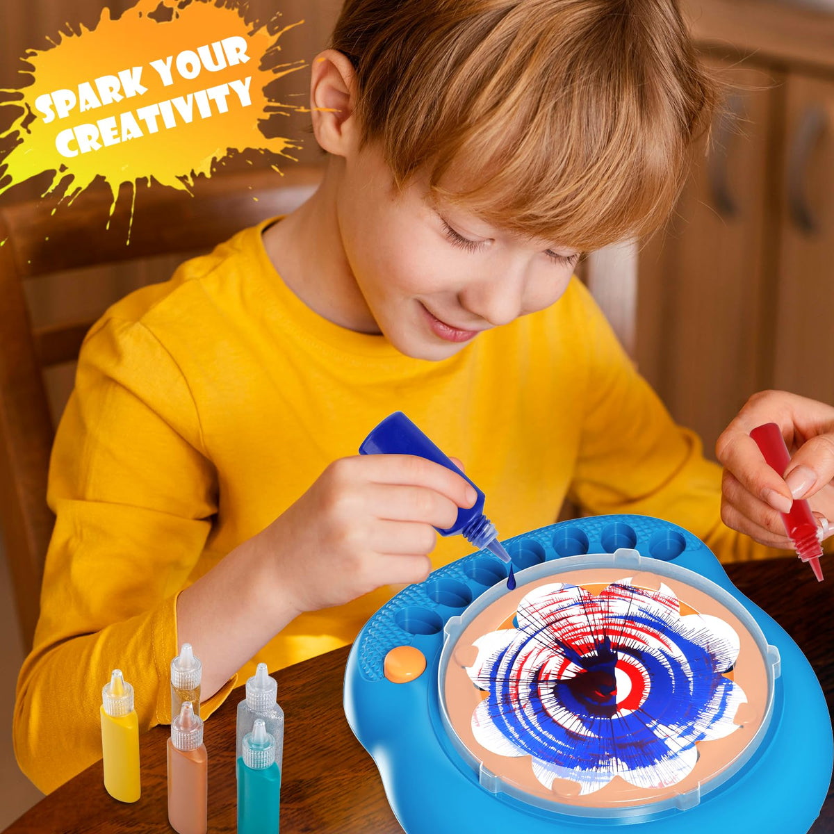 Kids Spin Art Machine with Washable Paints & Art Boards