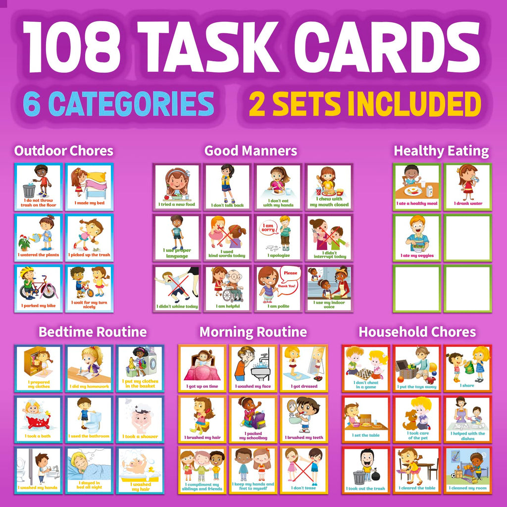 Kids Behavior & Chore Reward Chart with Stickers