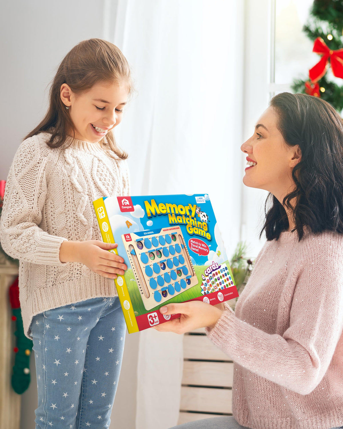 Coogam Memory Matching Game, Wooden Board Travel Toy with Memory Cards