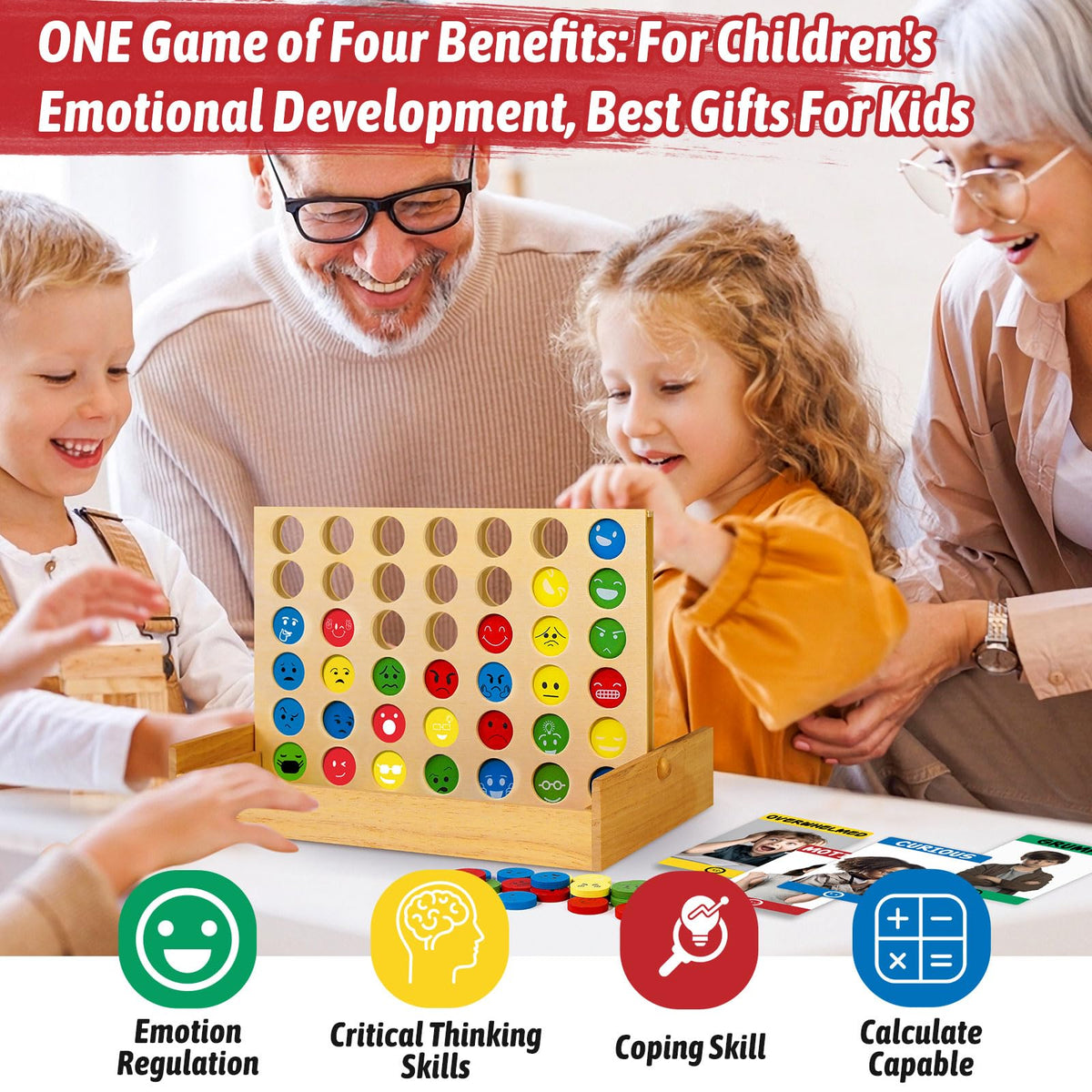 Garybank Social Skills Games for Kids - Emotional Disc Four in A Row Game
