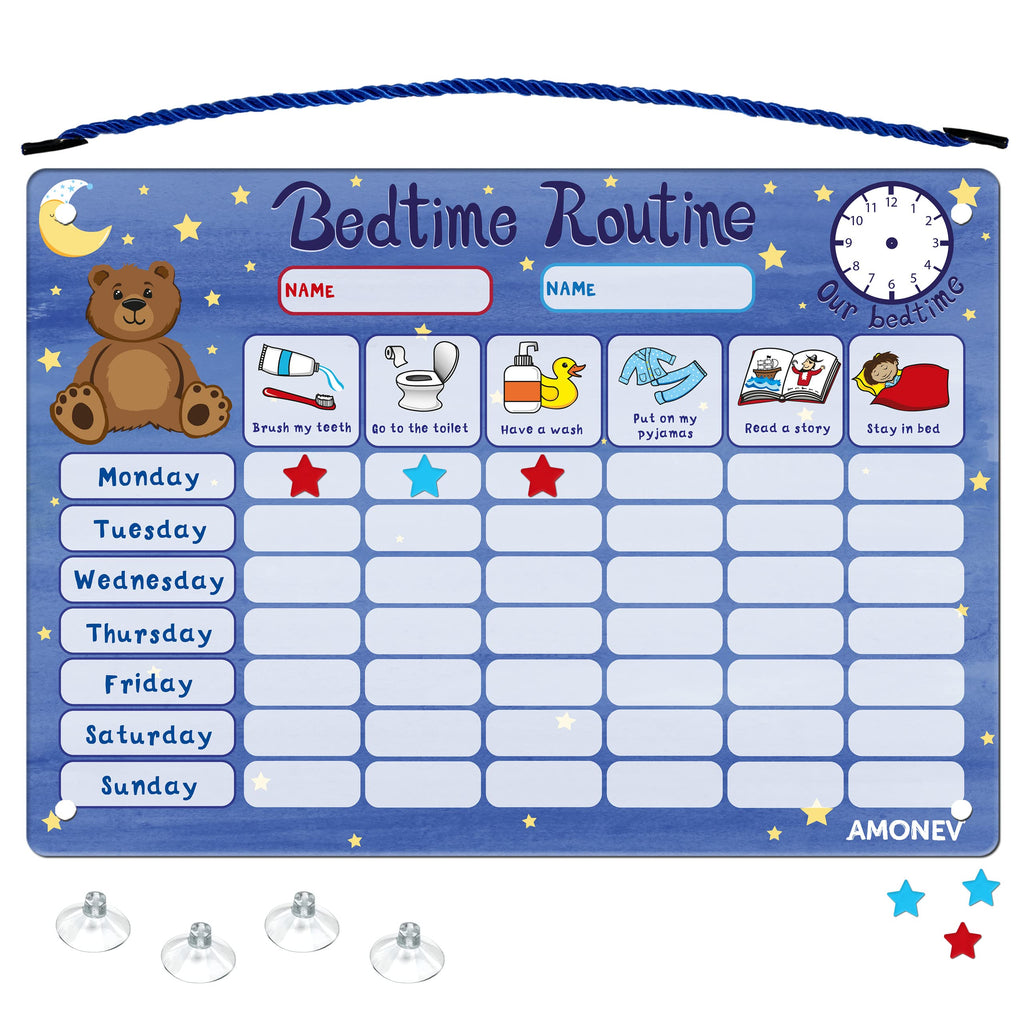 Magnetic Bedtime Routine & Reward Chart with 50 Stars