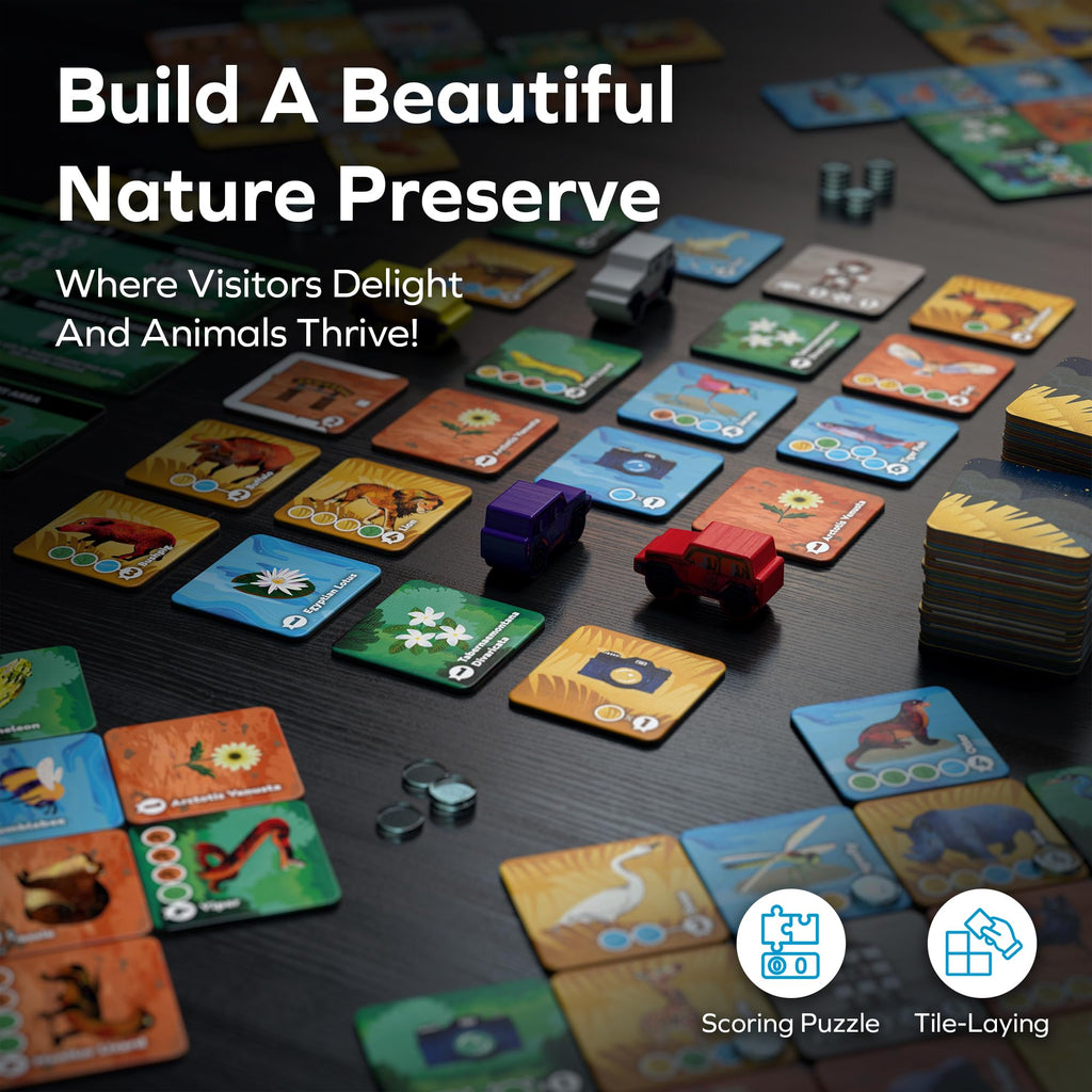 Habitats Board Game, Tile-Laying Wildlife Preserve Game, 2-5 Players