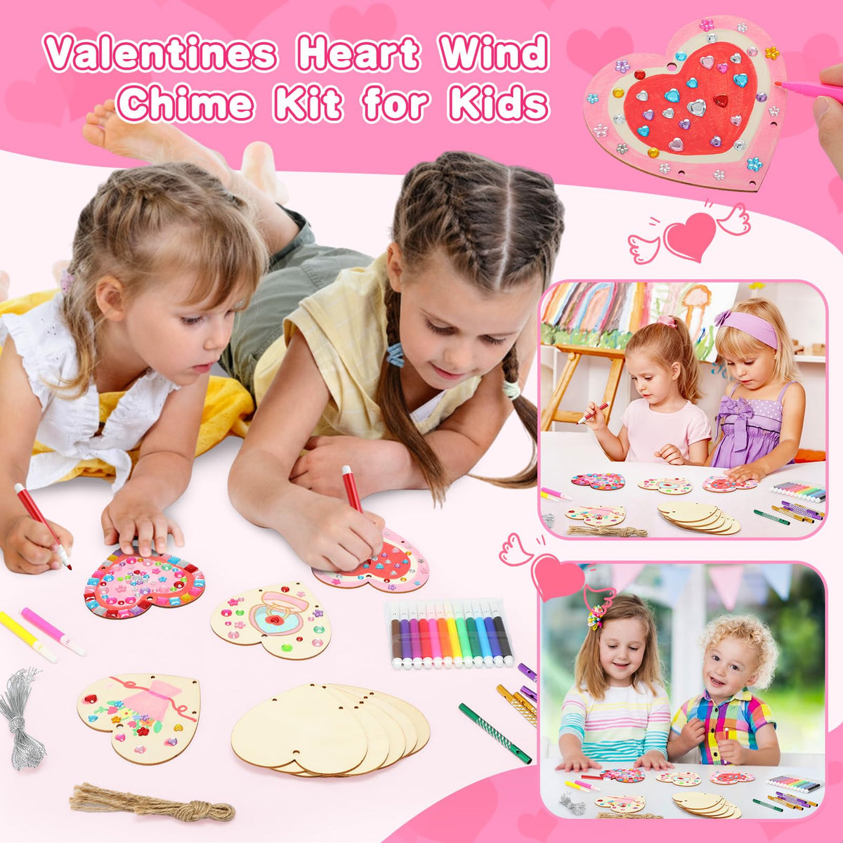 Wooden Heart Wind Chime DIY Craft Kit