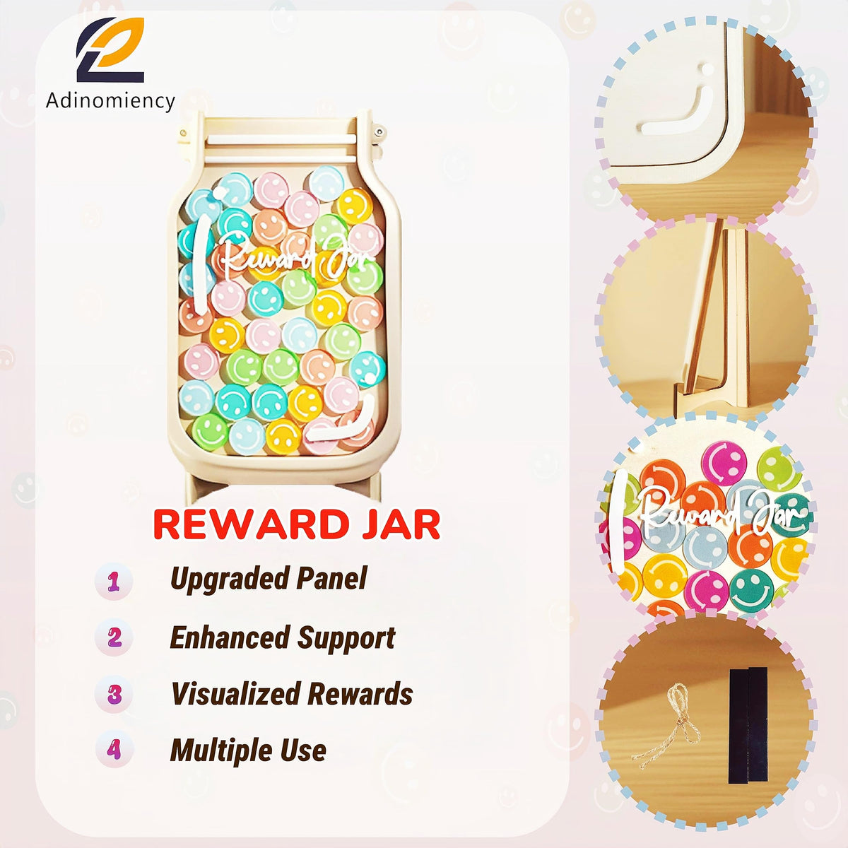 Adinomiency Reward Jar for Kids – Classroom Behavior Chart with 80 Stickers
