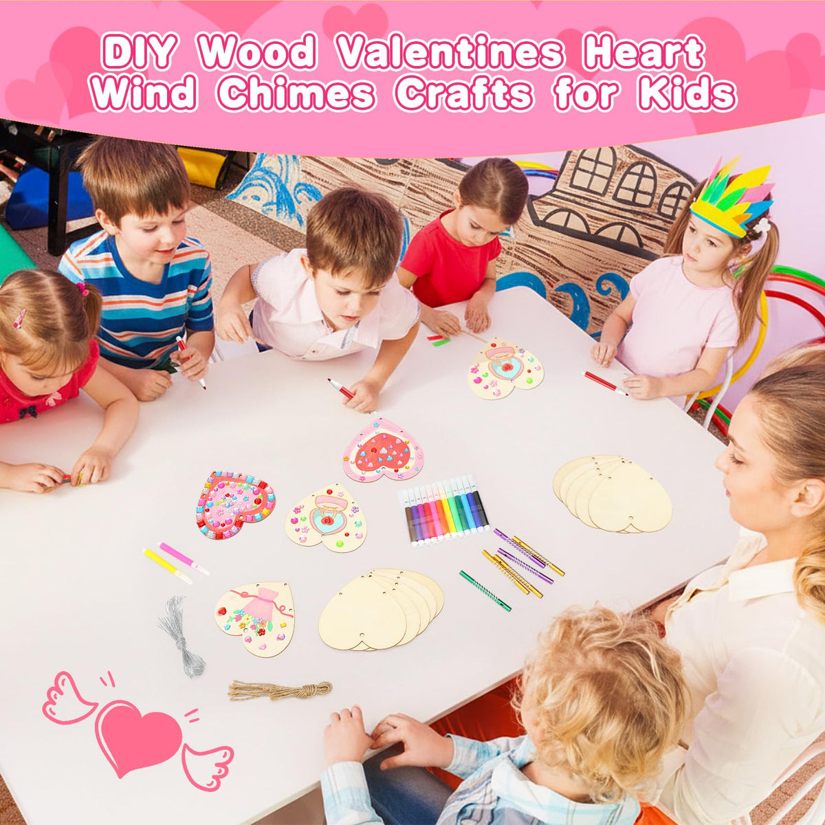 Wooden Heart Wind Chime DIY Craft Kit