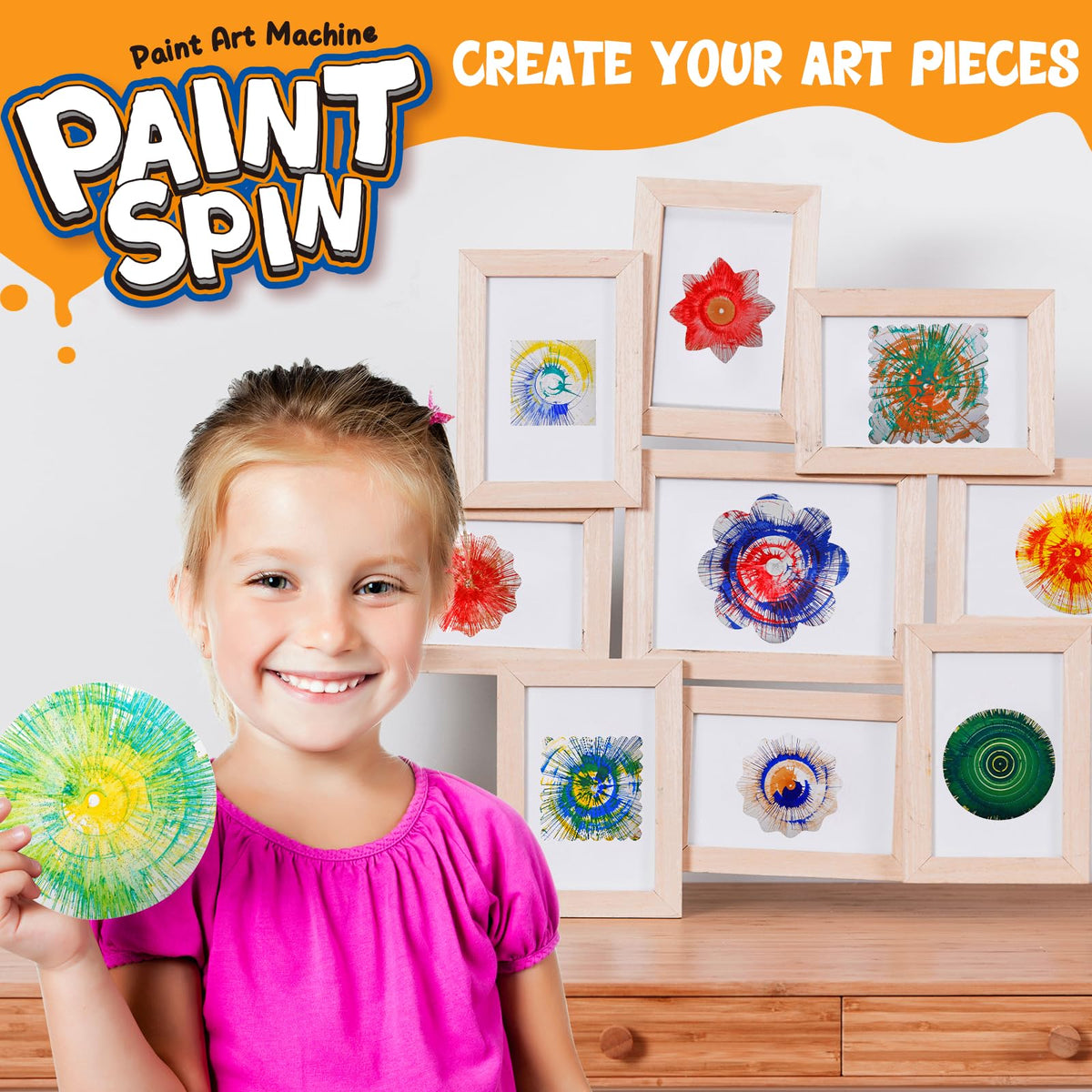 Kids Spin Art Machine with Washable Paints & Art Boards