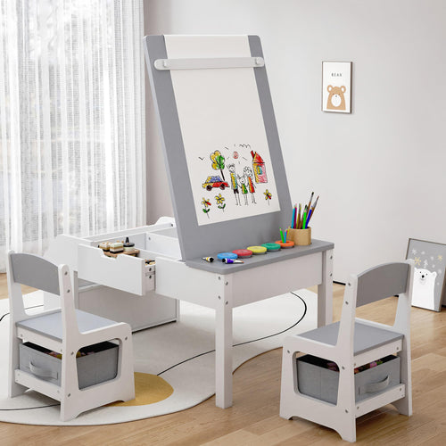 5-in-1 Kids Art Table & Chair Set with Convertible Easel