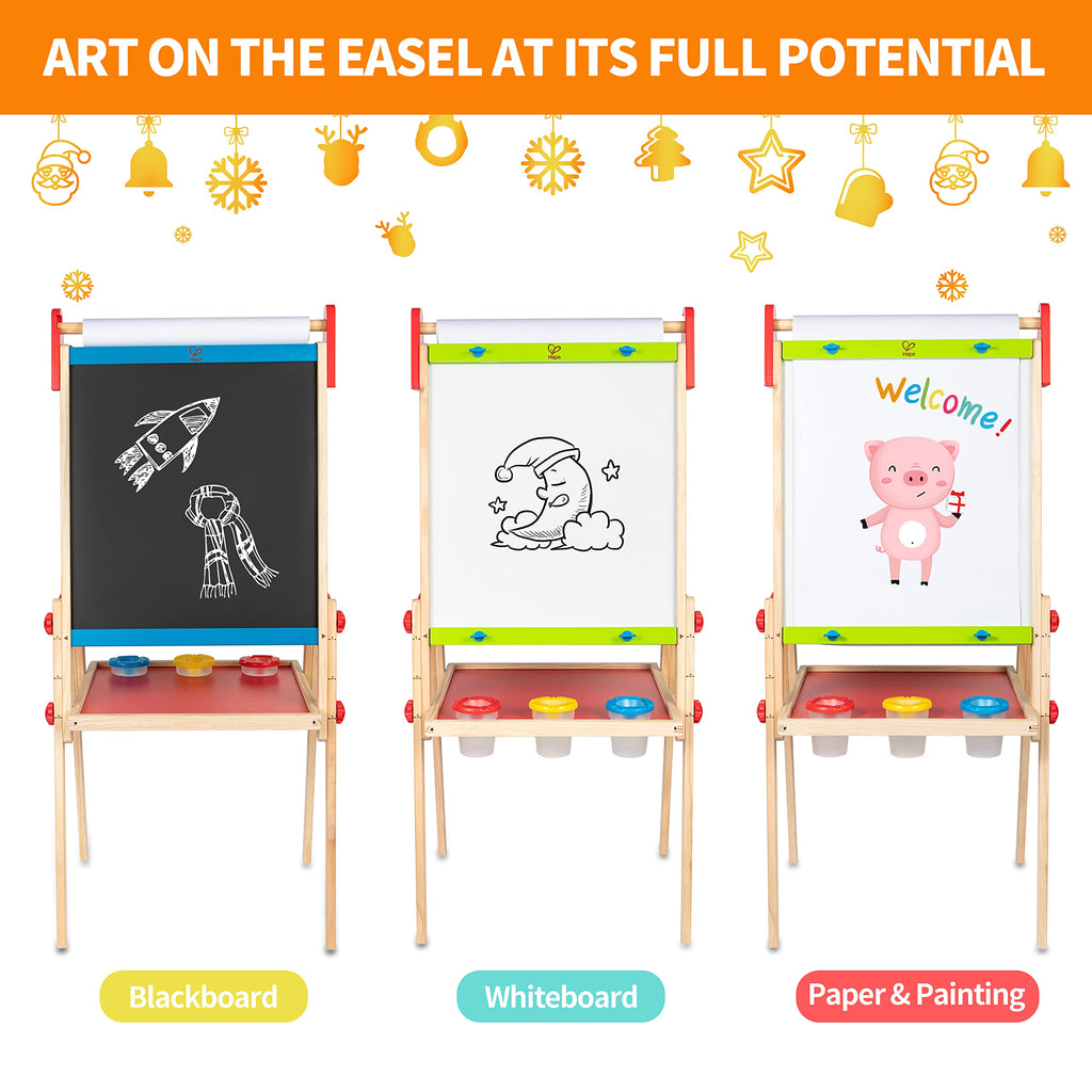 Height-Adjustable Wooden Art Easel with Magnetic Drawing Board