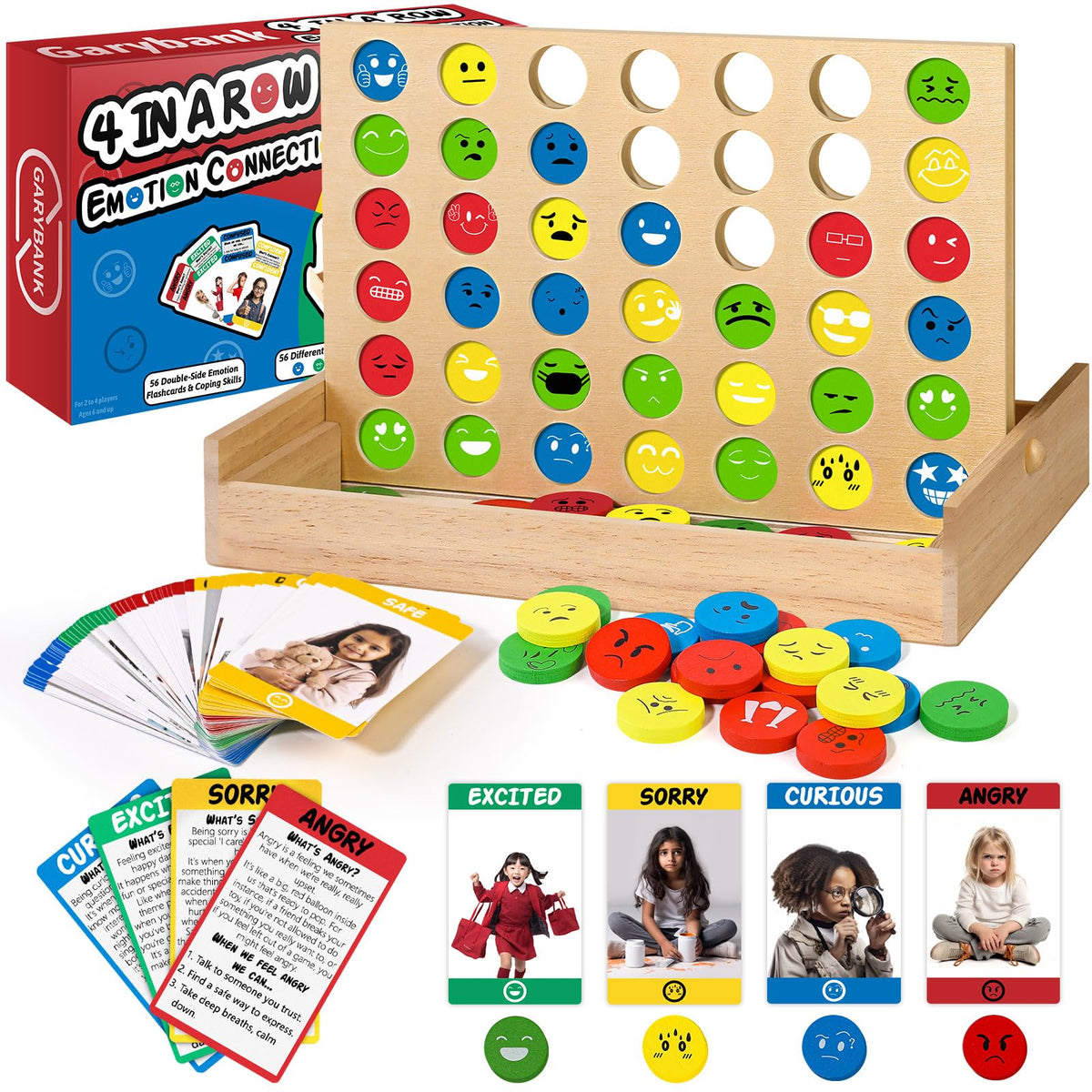 Garybank Social Skills Games for Kids - Emotional Disc Four in A Row Game